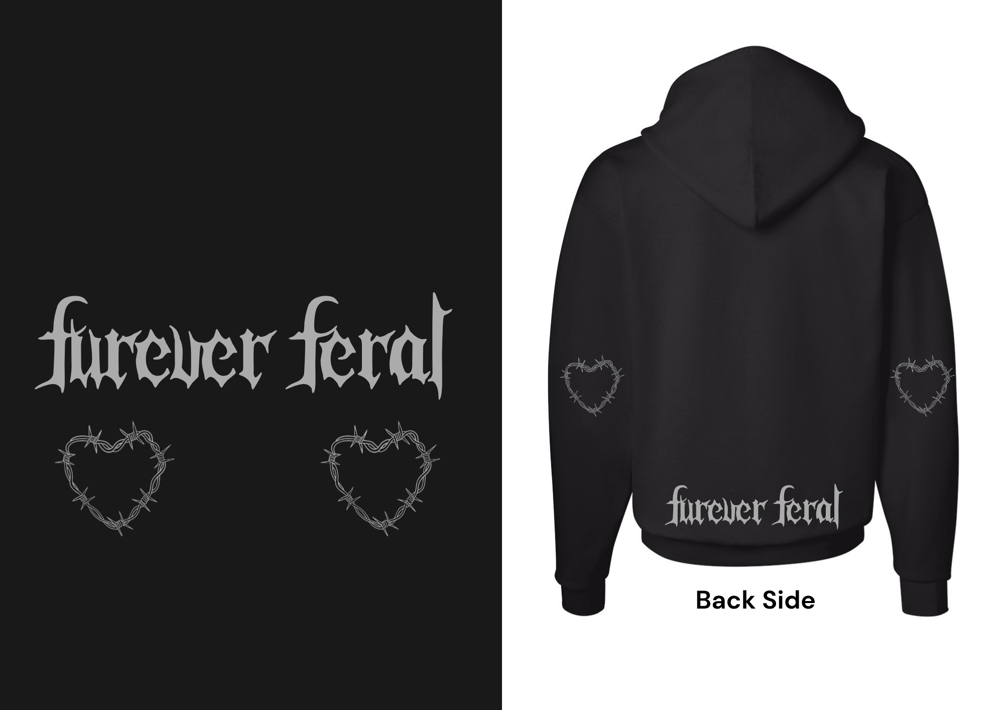 Stay Feral Heart Unisex Hoodie Black