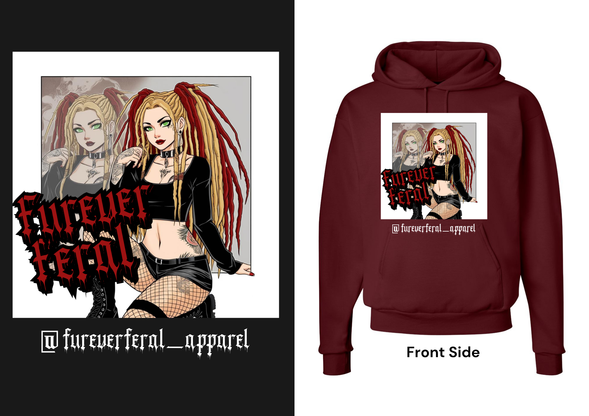 Anime Polaroid Unisex Hoodie Maroon