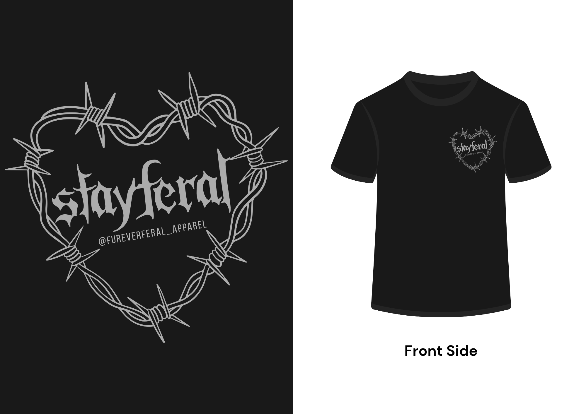 Stay Feral Heart Unisex Tee Black